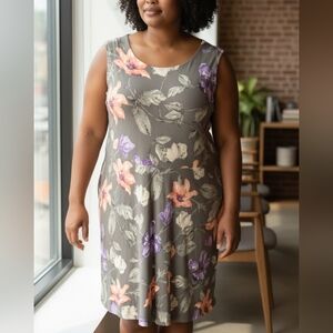 LAUREN RALPH LAUREN | Plus Sleeveless Spring Summer Flowy Floral Midi Dress | 22
